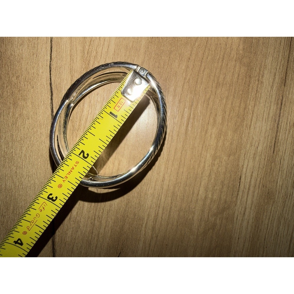Cable X Design Bangle Bracelet Crossover Cuff 8" Hinged - Picture 4 of 5